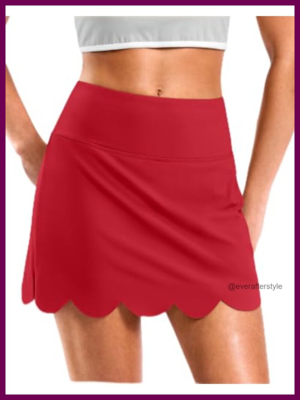 Scalloped Tennis Skort 14" Built-in Shorts Pocket Athletic Golf